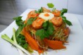 Julienne de carottes et choux raves aux crevettes