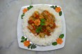 Tofu farci de porc et crevettes aux riz