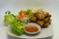 Nems de porc, vermicelles de riz et salades